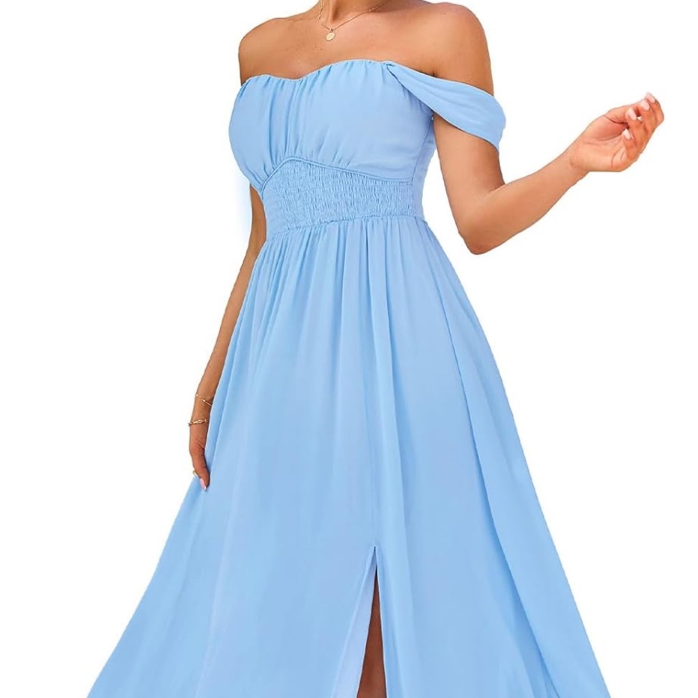 Elegant Light Blue Maxi Dress